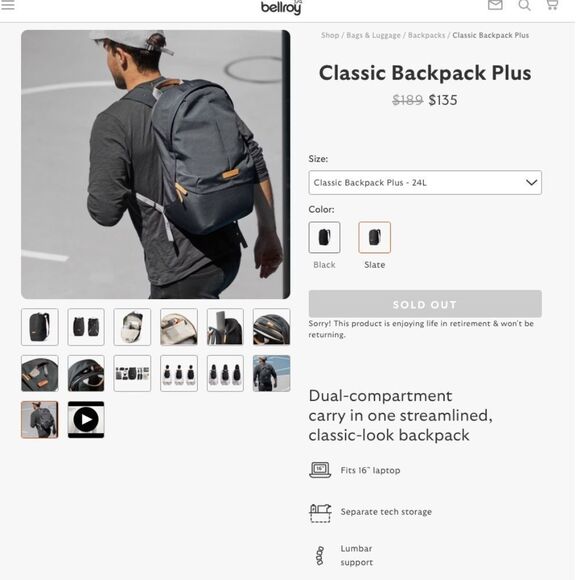 BELLROY®  |  BACKPACK+™  |  DARK-RED/GRAY  |  LIKE NEW  |  XLNT  | - Picture 5 of 15